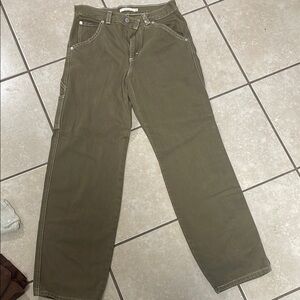 Olive Green Casual Pants